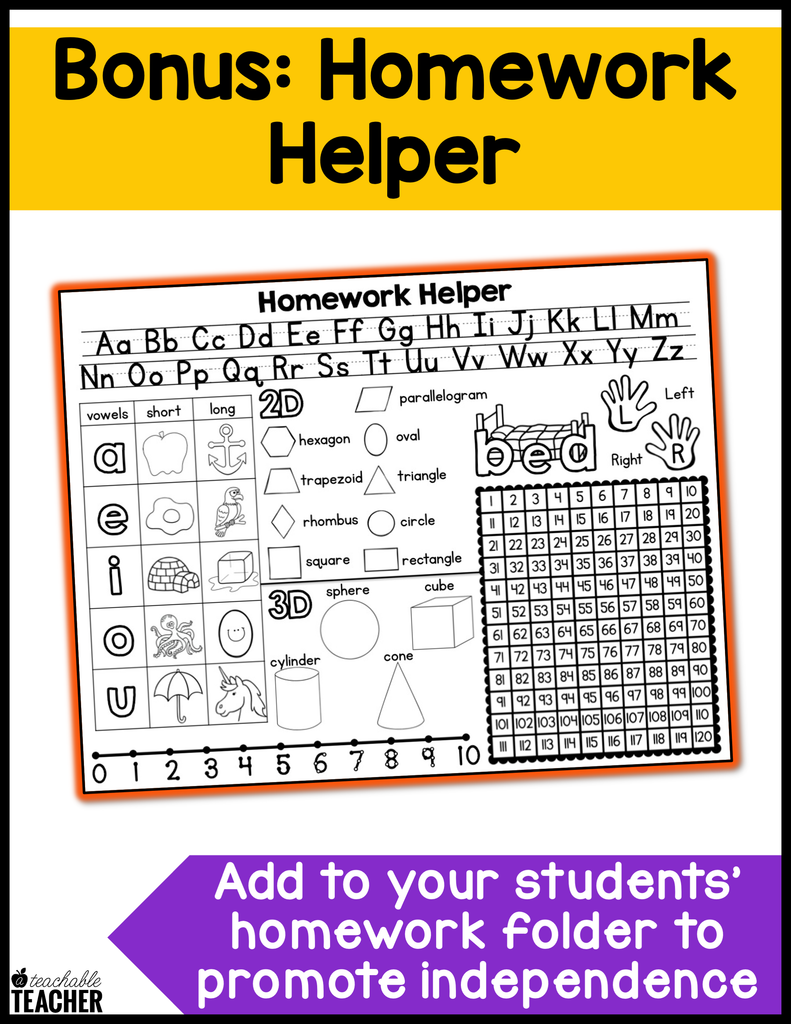 Editable Homework Folder for Primary Grades – A Teachable Teacher