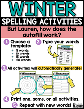 Winter Spelling Activities - EDITABLE