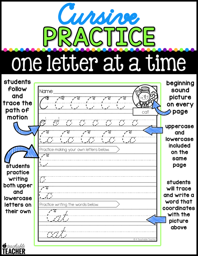Time In Cursive Cursive Practice - One Letter at a Time – A Teachable Teacher