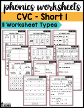 Phonics Short I CVC Words Science of Reading Worksheets: Decodables, Word Work