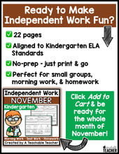 Kindergarten Independent Work - November