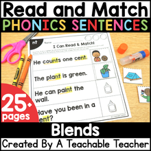 Read and Match Phonics Sentences - Blends