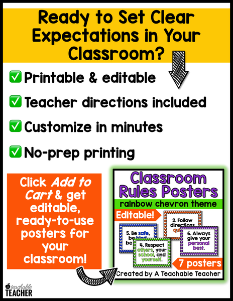 Editable Class Rules Posters - Rainbow Chevron – A Teachable Teacher