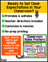 Editable Class Rules Posters - Rainbow Chevron