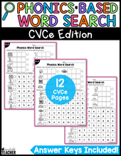 CVCe Worksheets Phonics Word Search: Write & Find CVCe Words