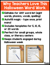 Editable Halloween Word Work