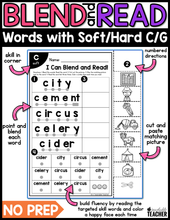Blend and Read - Words with Soft/Hard C/G