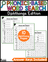 Diphthongs Worksheets Phonics Word Search: Write & Find Words with Diphthongs