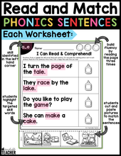 Read and Match Phonics Sentences - Long Vowels