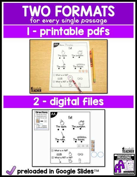 Level AA Reading Comprehension Passages and Questions – A Teachable Teacher