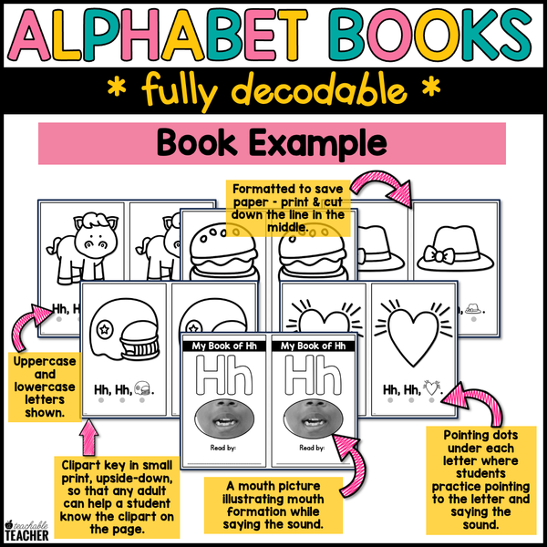 Alphabet Decodable Readers Kindergarten Letter Sound Practice Science ...