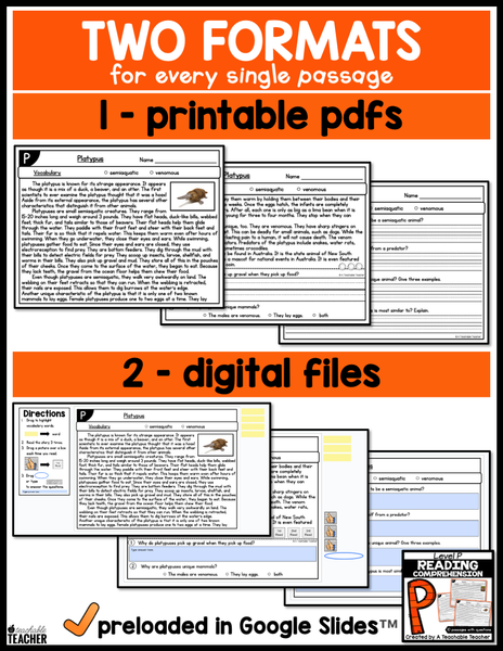 Level P Reading Comprehension Passages and Questions – A Teachable Teacher