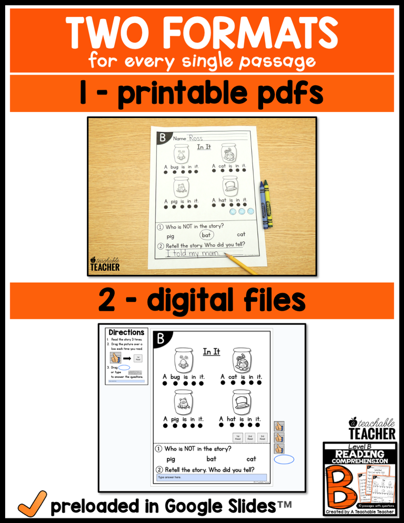 Level B Reading Comprehension Passages and Questions – A Teachable Teacher level-b-reading-comprehension-passages-and-questions-a-teachable-teacher