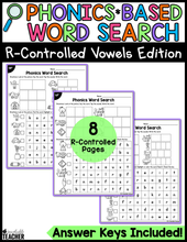 R-Controlled Vowels Worksheets Phonics Word Search: Write & Find Words with R-Controlled Vowels