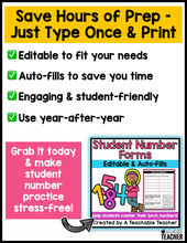 Editable Student Number Forms