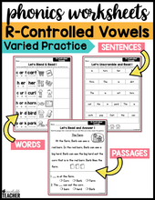 R-Controlled Vowels Phonics Worksheets - The Science of Reading