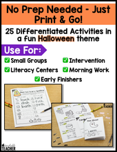 Halloween Digraphs Activities- NO PREP Phonics Worksheets