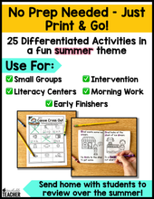 Summer Review Blends Activities- NO PREP Phonics Worksheets