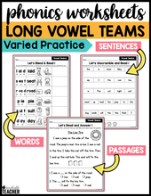 Long Vowel Team Words Phonics Worksheets - The Science of Reading