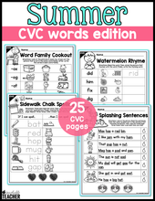 Summer Review CVC Activities- NO PREP Phonics Worksheets