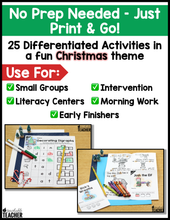 Christmas Digraphs Activities- NO PREP Phonics Worksheets