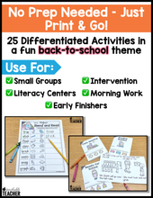 Back to School Blends Activities- NO PREP Phonics Worksheets