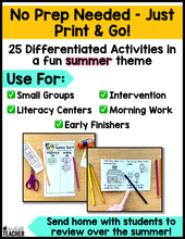 Summer Review Digraphs Activities- NO PREP Phonics Worksheets