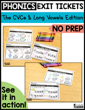 Phonics Exit Tickets - The CVCe and Long Vowels Edition