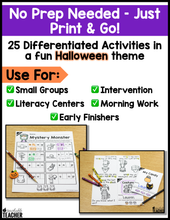 Halloween Blends Activities- NO PREP Phonics Worksheets