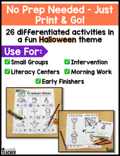 Halloween Letter Sounds Activities- NO PREP Phonics Worksheets