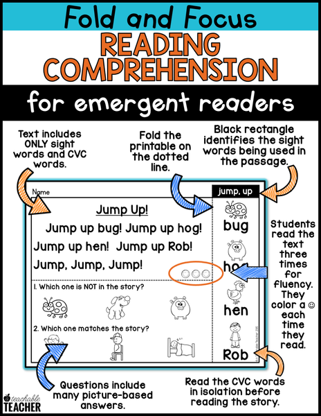 Comprehension Focus Examples Fold and Focus Reading Comprehension for Emergent Readers - Pre-Primer ...