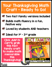 Fact Family Turkey Craft - Addition and Subtraction OR Multiplication and Division