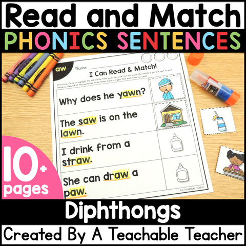 Read and Match Phonics Sentences - Diphthongs