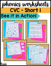 Phonics Short I CVC Words Science of Reading Worksheets: Decodables, Word Work