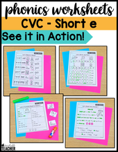 Phonics Short E CVC Words Science of Reading Worksheets: Decodables, Word Work