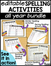 Editable Spelling Activities for ANY List of Words- The ALL YEAR BUNDLE