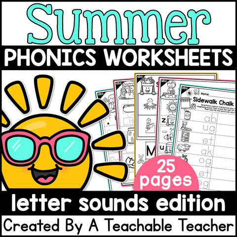 Summer Review Letter Sounds Activities- NO PREP Phonics Worksheets
