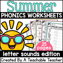 Summer Review Letter Sounds Activities- NO PREP Phonics Worksheets