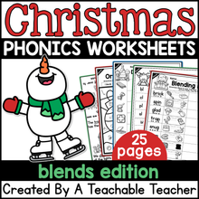 Christmas Blends Activities- NO PREP Phonics Worksheets