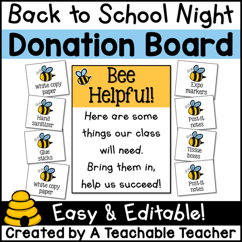 Back to School Night Donation Board