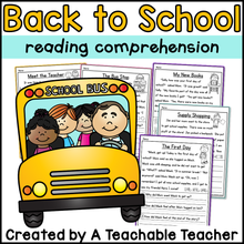 Back to School Reading Comprehension