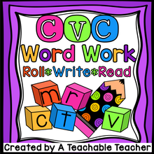 CVC Word Work - Roll, Write, Read