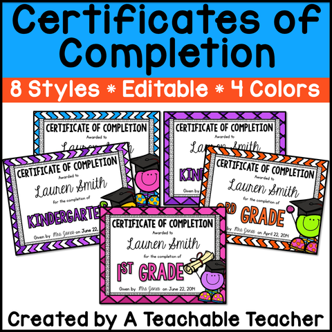 Editable Certificates of Completion
