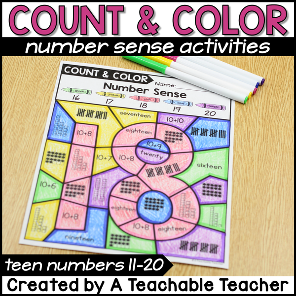 Count and Color - Number Sense Activities 11-20 – A Teachable Teacher
