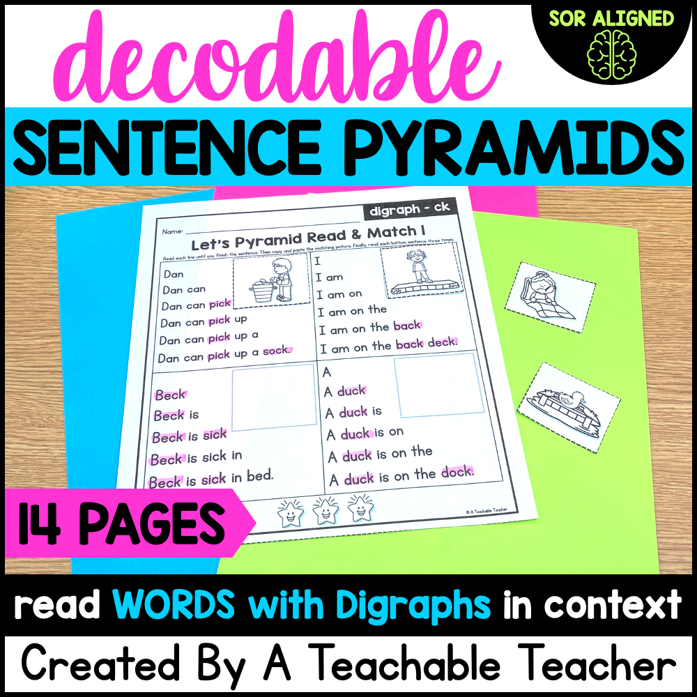 Decodable Sentence Pyramids Words with Digraphs A Teachable Teacher