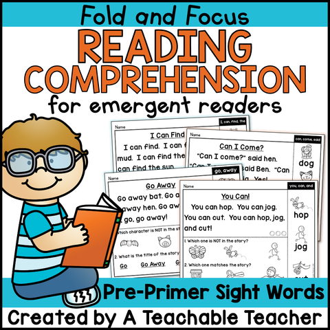 Fold and Focus Reading Comprehension for Emergent Readers - Pre-Primer High Frequency Words