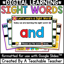 Digital High Frequency Word Lessons- SET #1