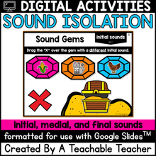 Sound Isolation Google Slides™ | Sound Gems- Beginning, Medial, Ending Sounds Game