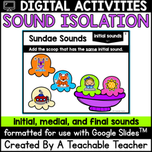 Sound Isolation Google Slides™ | Sundae Sounds- Beginning, Medial, Ending Sounds Game