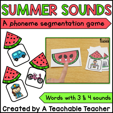 Summer Sounds Phonemic Awareness Activities: Segmenting & Blending Sounds